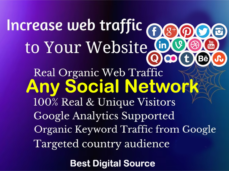 Targeted Country Organic Traffic, Visitors from Any Social Network for Your Website Ranking