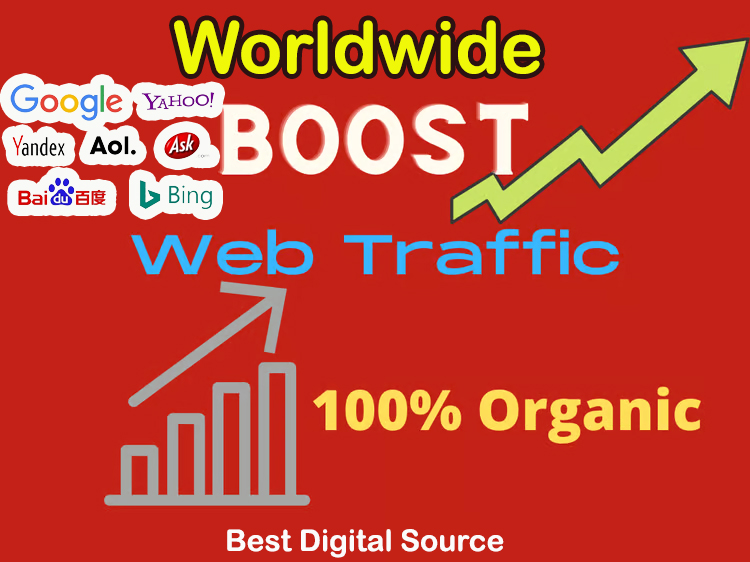 Worldwide Organic Traffic/Visitors from Google, Bing, Yahoo, Aol, Ask, Baidu, Yandex for Your Website Ranking