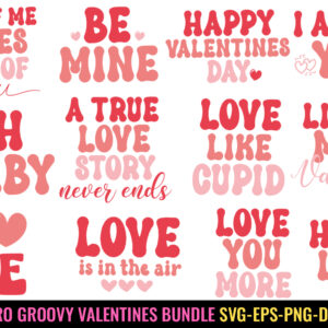 Awesome Valentine’s Day SVG Bundle I Valentines Day Stickers Bundle। Retro Valentines SVG